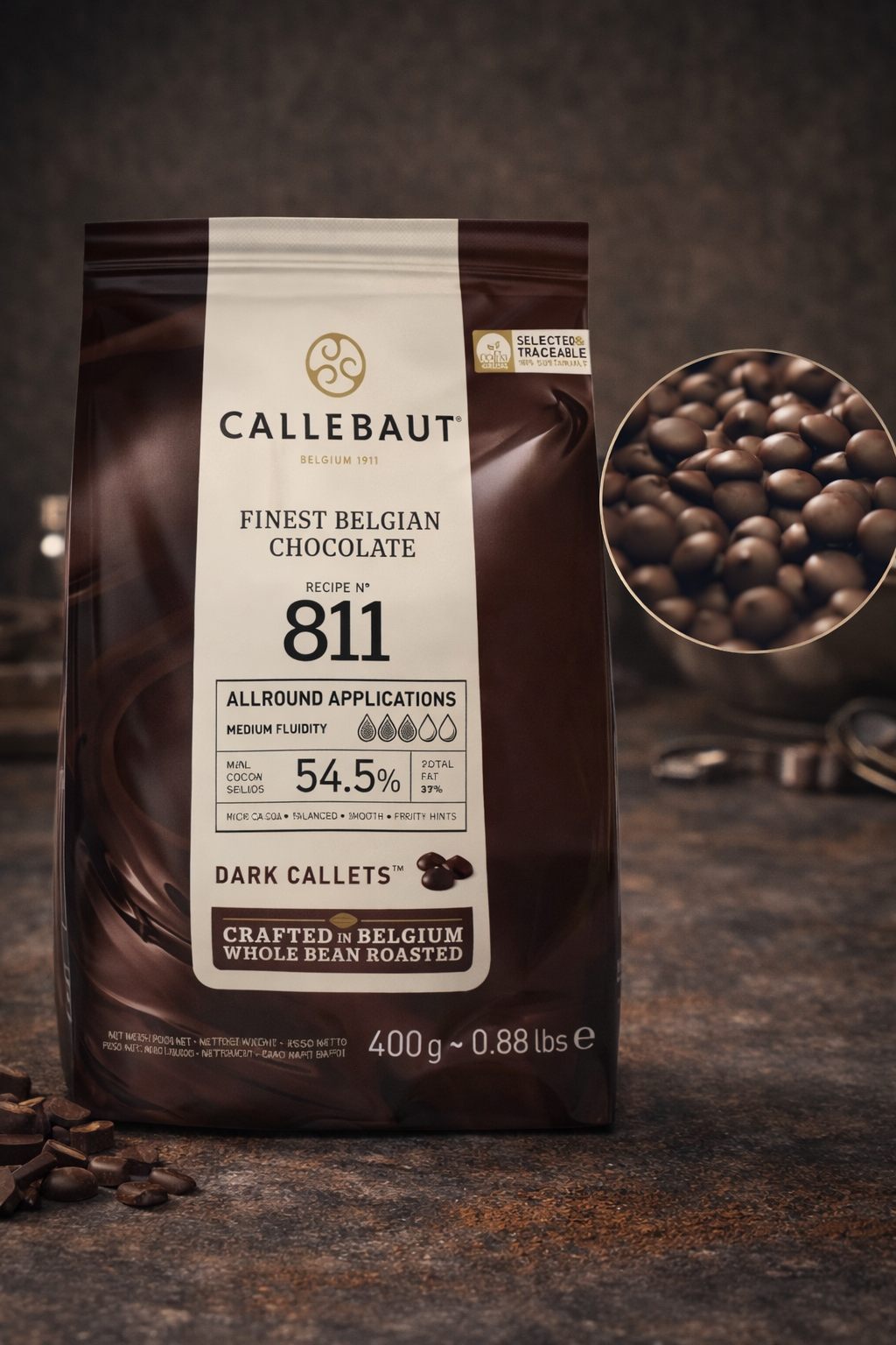 Callebaut Bitter Drop Kuvertür Çikolata 400 Gr