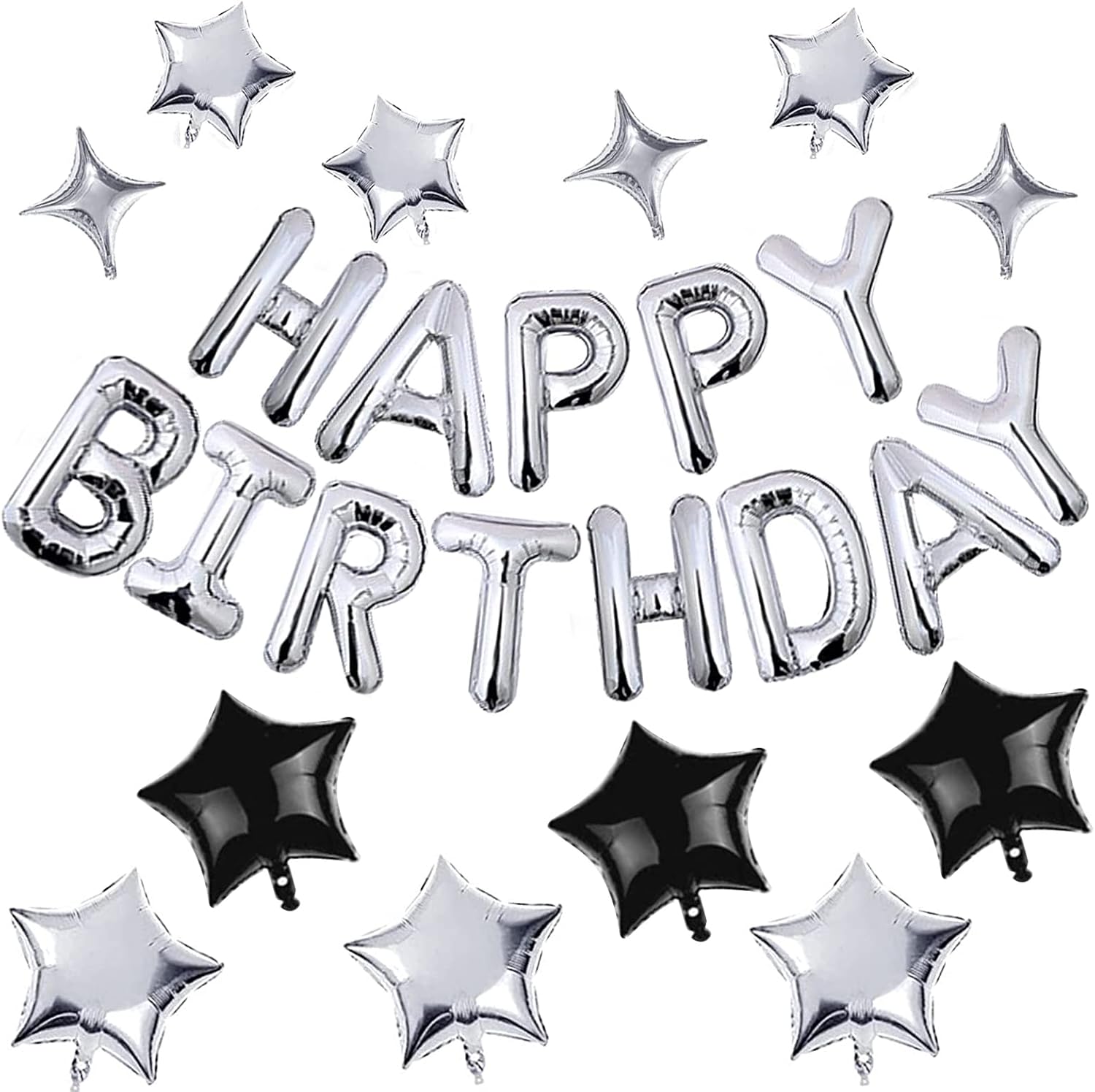 Happy Birthday Gümüş Folyo Balon Seti