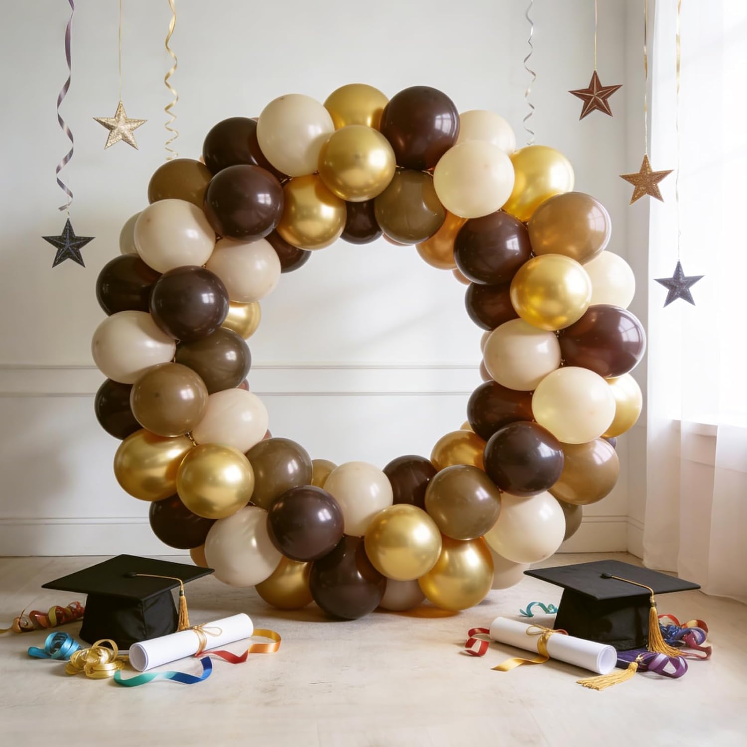 Gold Kahve Krem Balon Zinciri Seti