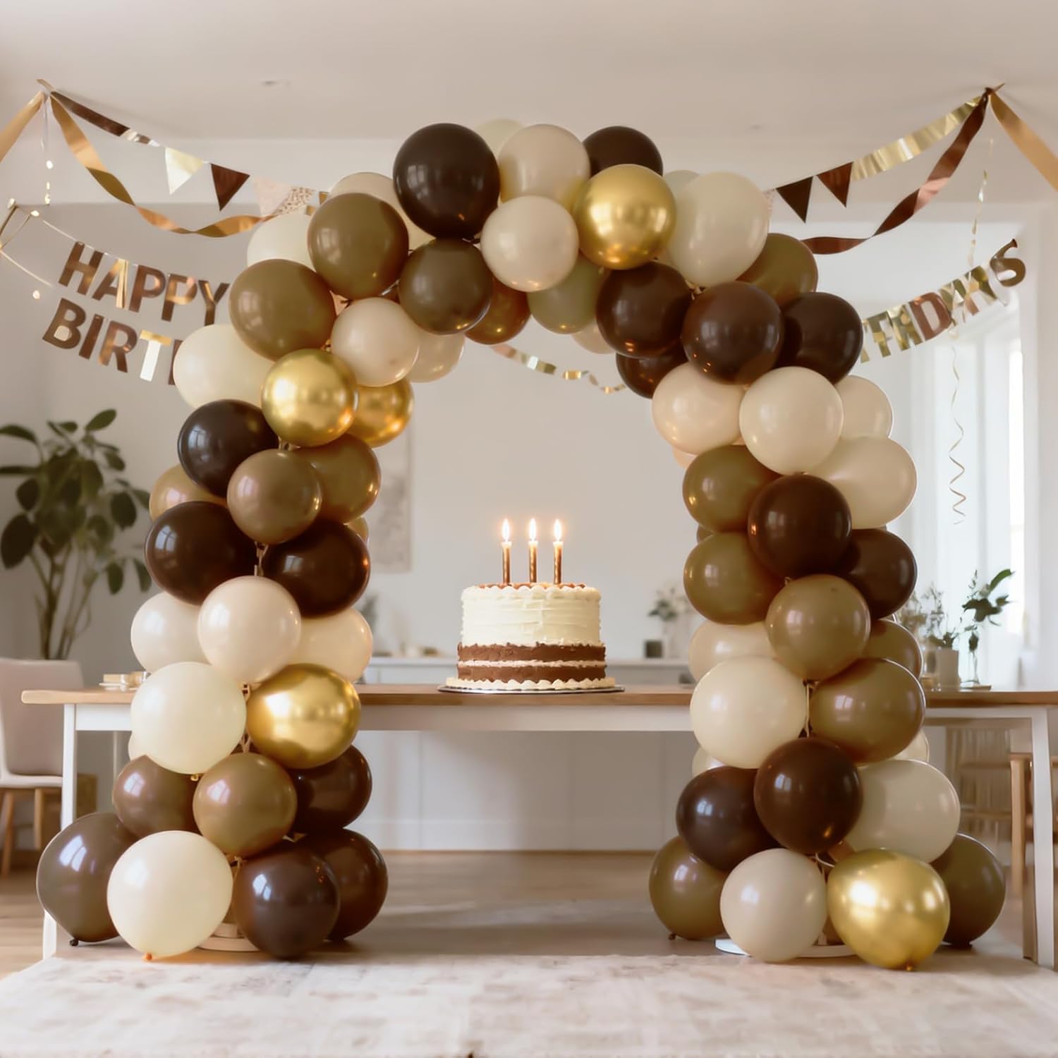 Gold Kahve Krem Balon Zinciri Seti