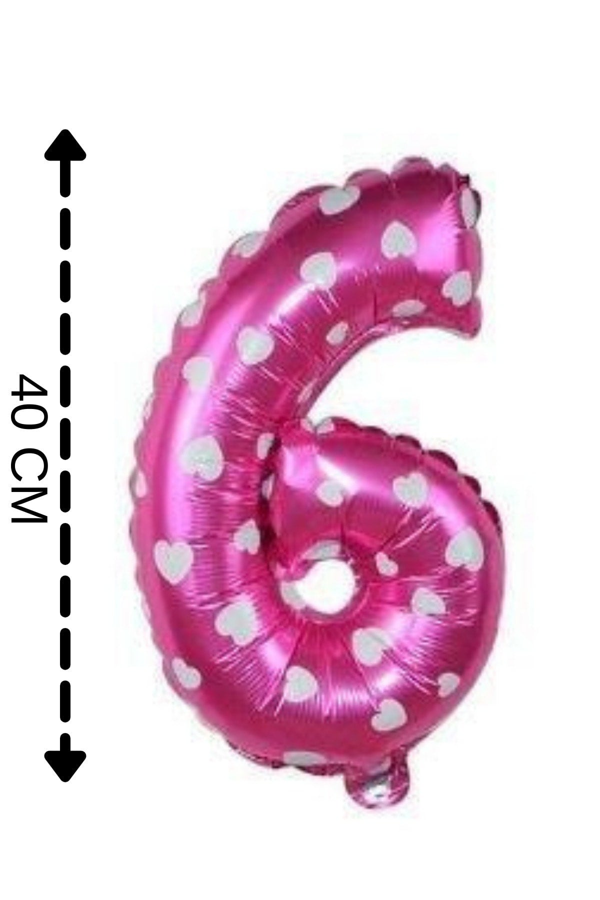 Folyo Balon 6 Rakamı Helyum Balon 40 Cm Pembe Renk