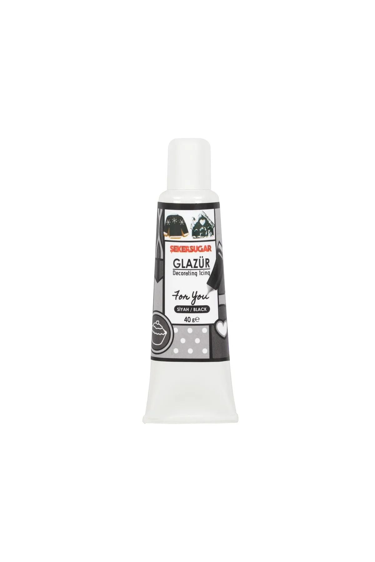ŞEKER & SUGAR Süsleme Glazürü Siyah Renk 40 gr