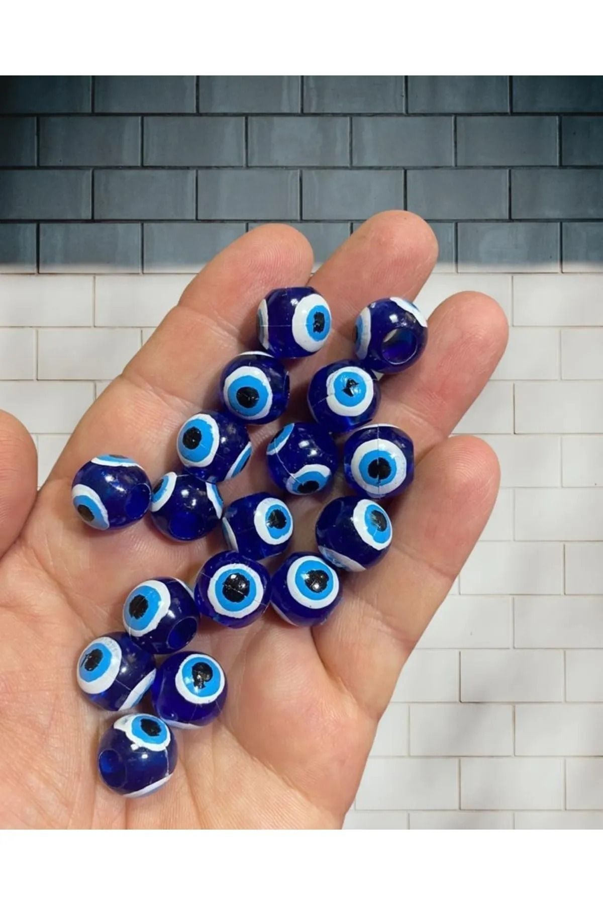 Danagöz Delikli Nazar Boncuğu Takı Bileklik Tesbih Boncuğu 14mm 50 Adet