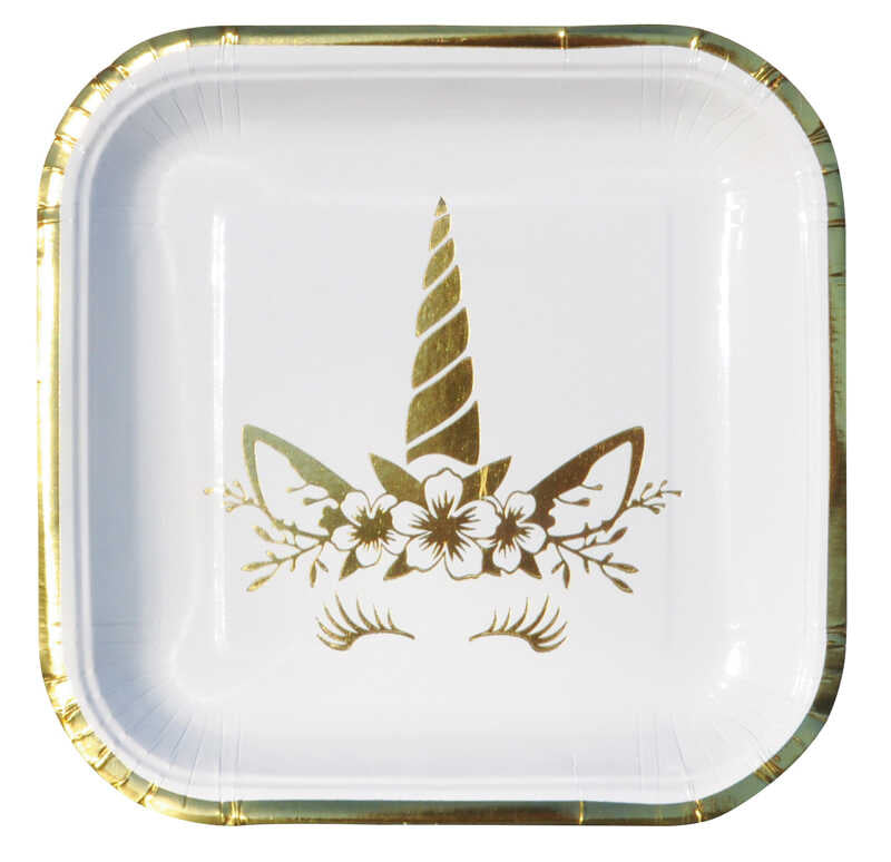 Unicorn Varaklı Gold Tabak