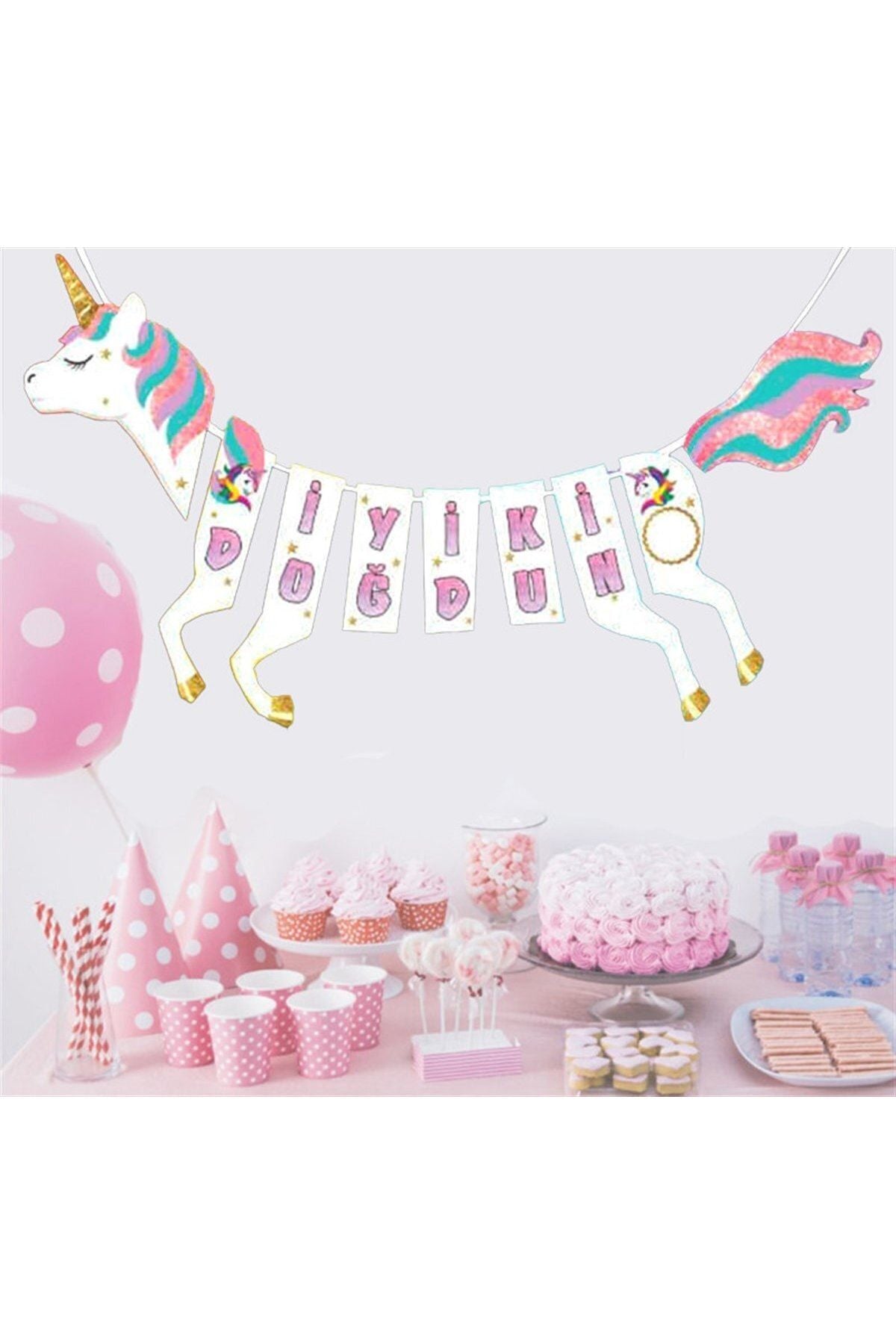 Unicorn Karakterli Boynuzlu At Temalı Pony Parti Konsep3d Banner