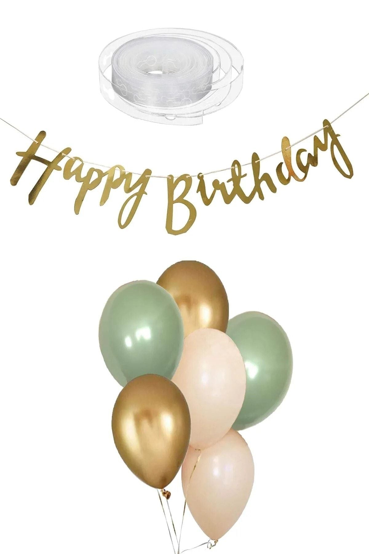 Pastel Happy Birthday Banner Mini Zincir Balon Seti
