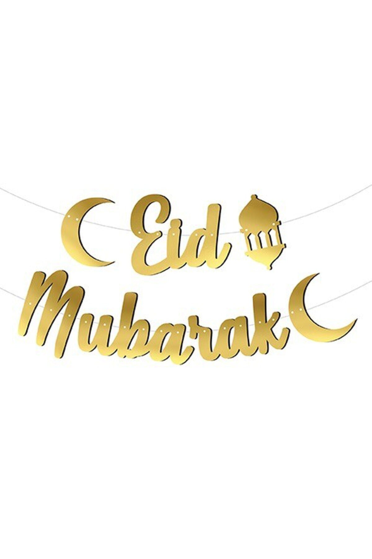 Eid Mubarak Yazılı Kaligrafi Banner Gold