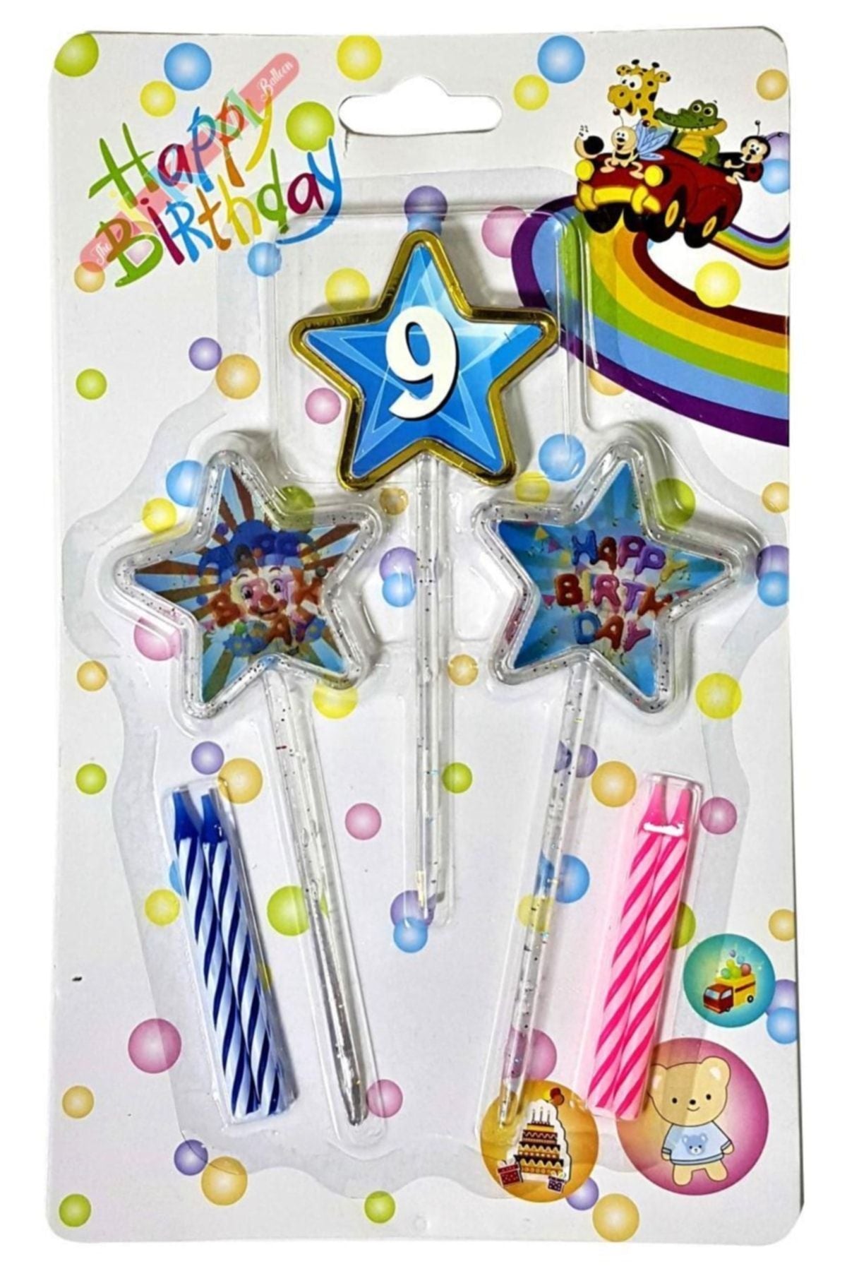 Yıldız Figürlü 3d Tasarımlı Mum Mavi Renk 9 Rakamı 13 Cm (Agamograph Mum)