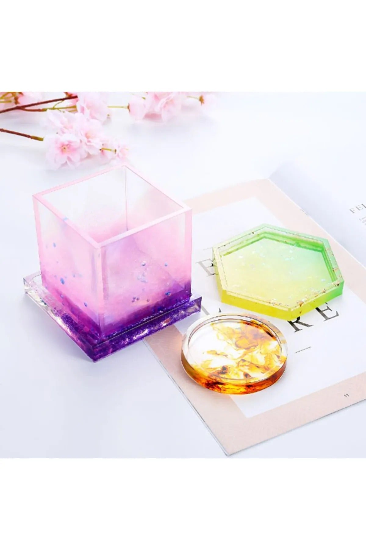 Epoksi Kare Tabak Bardak Saksı Altlığı Silikon Kalıbı (10cmx1.7cm)