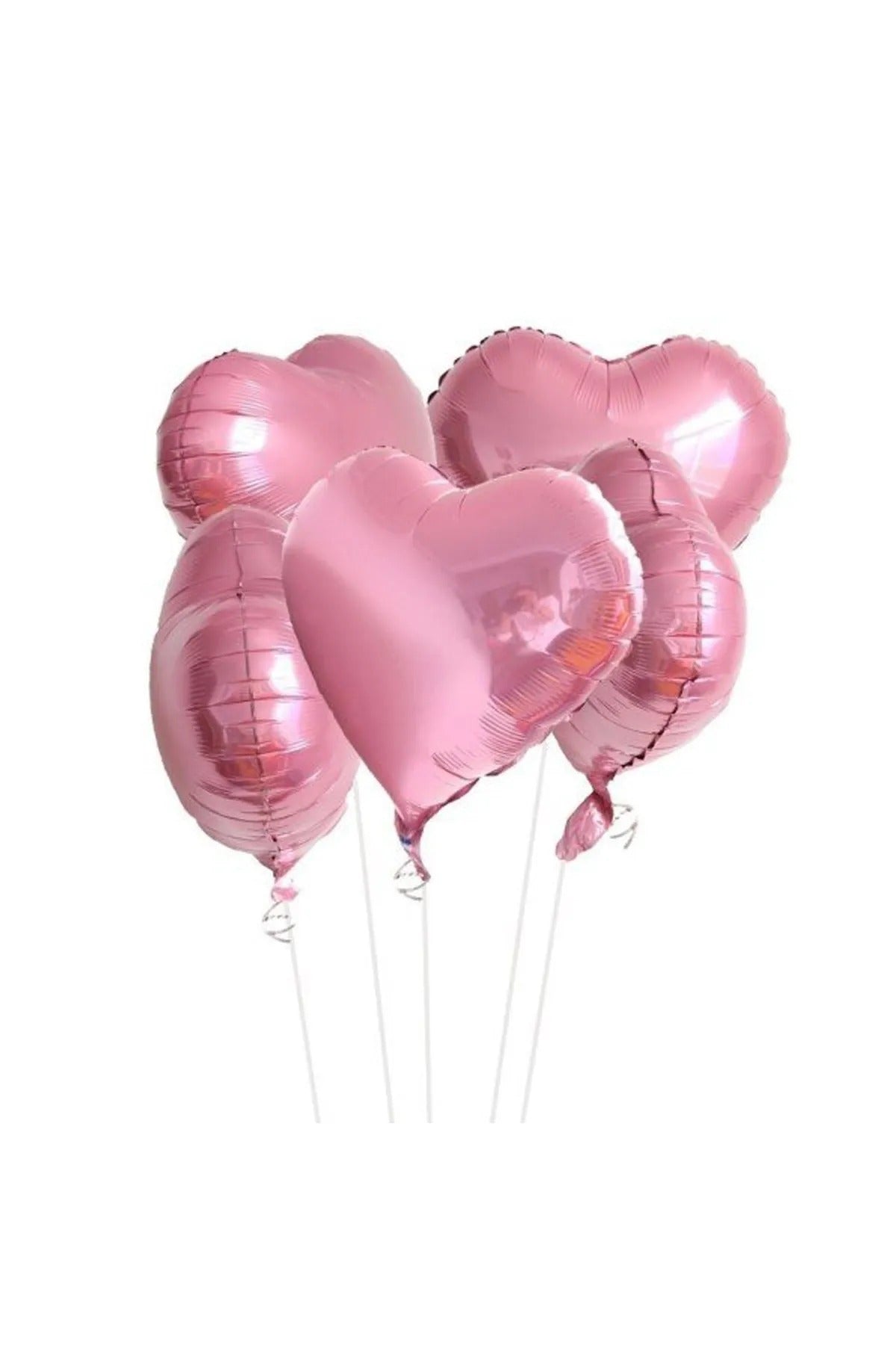 Pembe ve Rose Gold Kalp Folyo Balon 5 Adet 18 inç 45 cm Doğum Günü Balon Seti