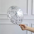 Gümüş Konfetili Şeffaf Balon 12 Adet