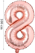 Folyo Balon 8 Rakamı Helyum Balon 100 Cm Rose Renk