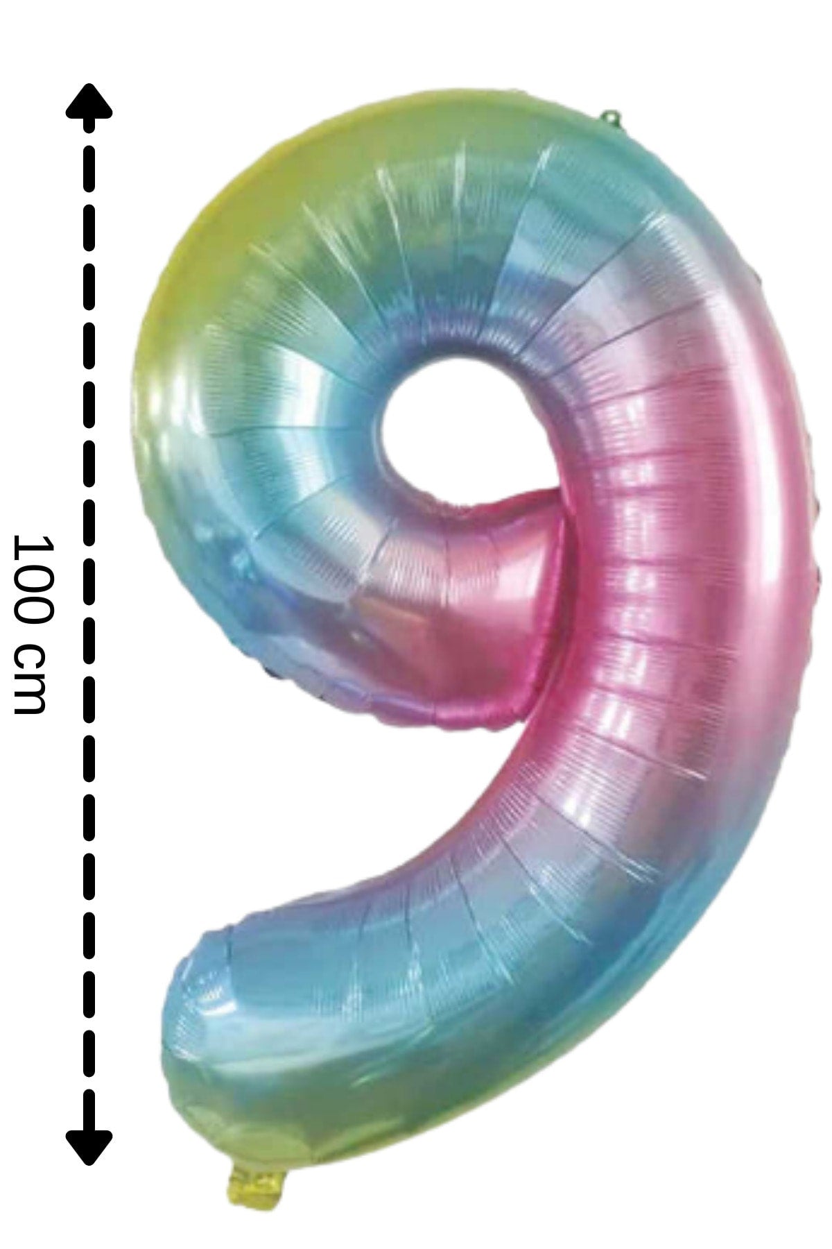 Folyo Balon 9 Rakamı Helyum Balon 100 Cm Gökkuşağı Renk