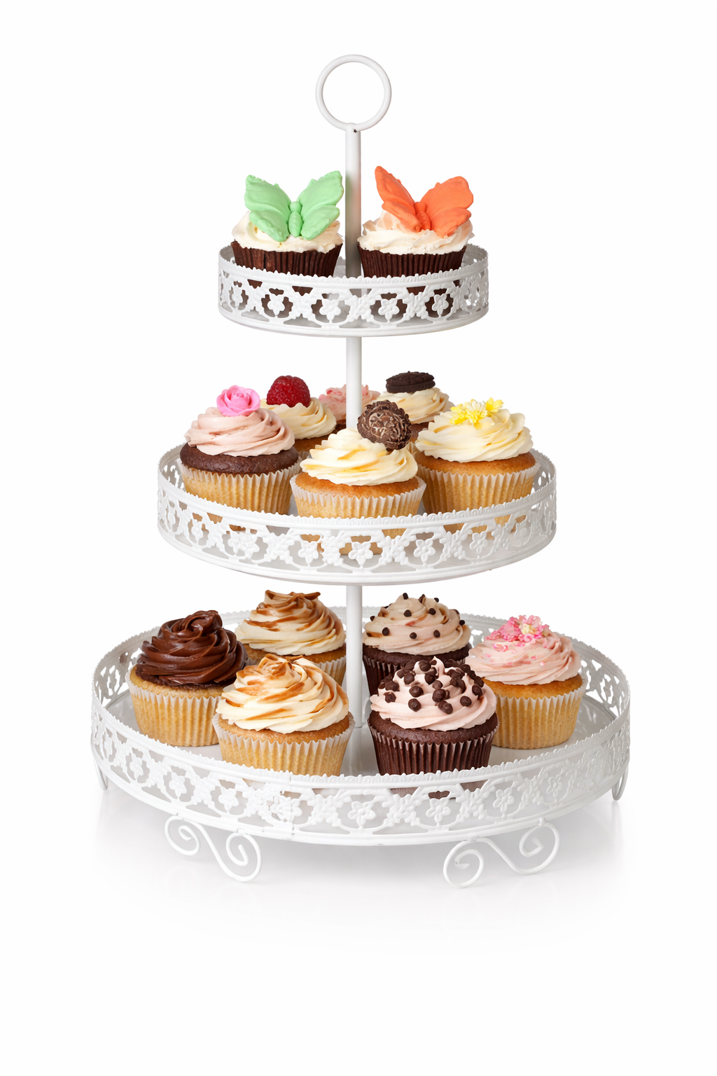 Metal Cupcake Standı 3 Katlı – Cupcake ve Kek Sunum Standı 30 cm