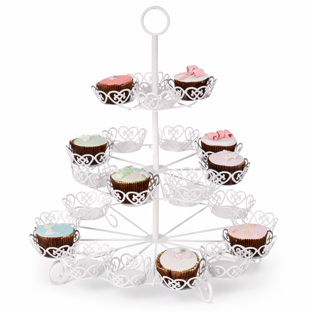 Metal Cupcake Standı 3 Katlı 24’lü – Cupcake ve Kek Sunum Standı