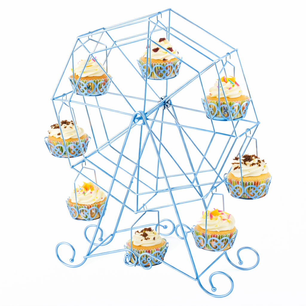 Metal Cupcake Standı Dönme Dolap Kalpli – Cupcake ve Kek Sunum Standı