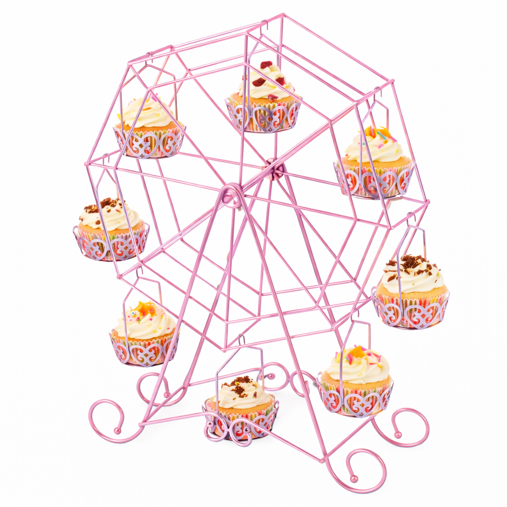 Metal Cupcake Standı Dönme Dolap Kalpli – Cupcake ve Kek Sunum Standı