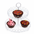 Metal Cupcake Standı 2 Katlı Beyaz Kek Standı