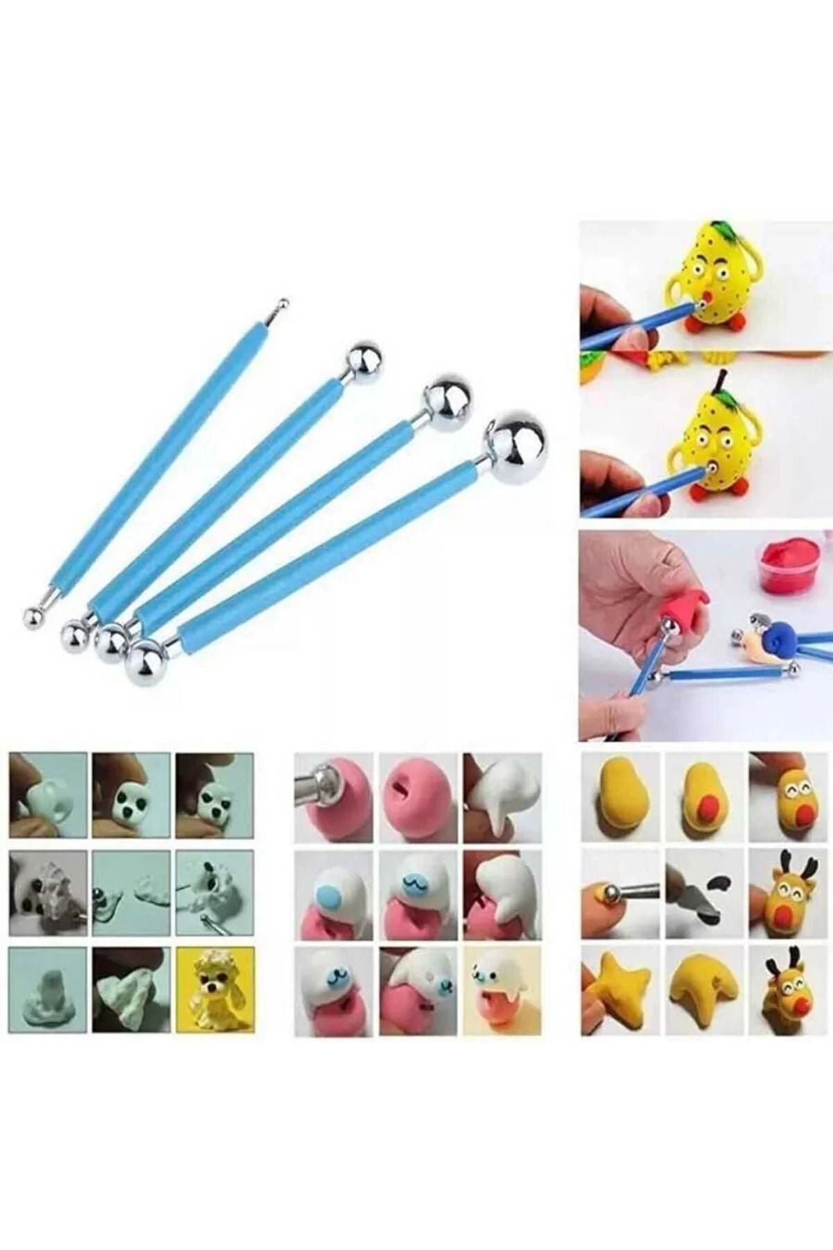 Marzipan Seti Metal 4lü Şeker Hamuru Şekillendirme Göz Modelleme Pasta Figür Çiçek Yapma Seti