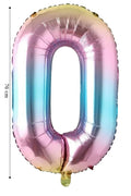 Folyo Balon 0 Rakamı Helyum 76 Cm Balon Gökkuşağı