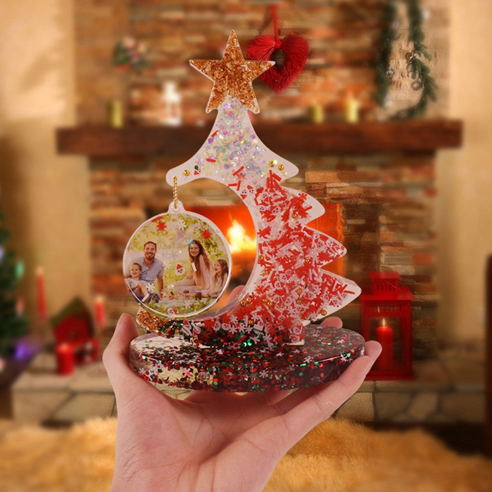 Epoksi Reçine Silikon Yılbaşı Noel Çam Ağacı Desen Fotoğraf Çerçevesi Dekoratif Resimlik Kalıbı