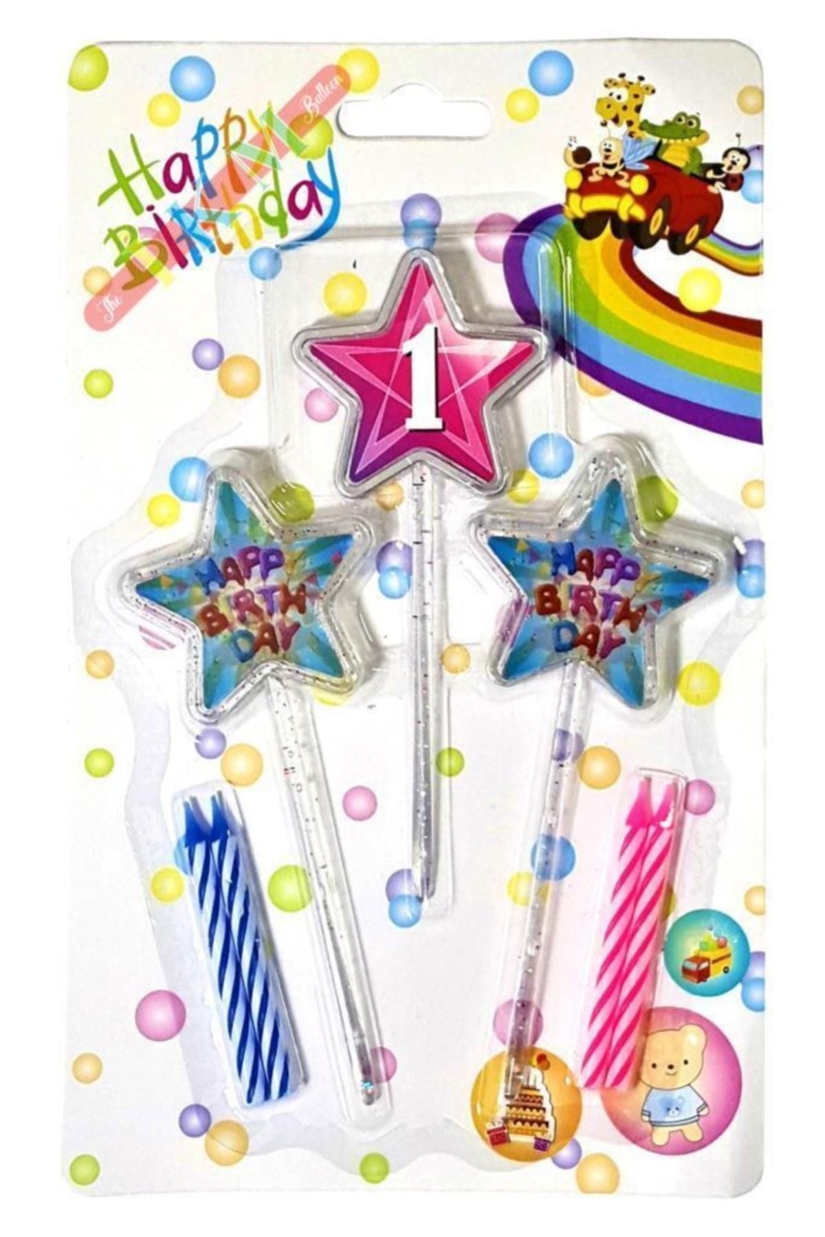 Yıldız Figürlü 3d Tasarımlı Mum Pembe Renk 1 Rakamı 13 Cm (Agamograph Mum)