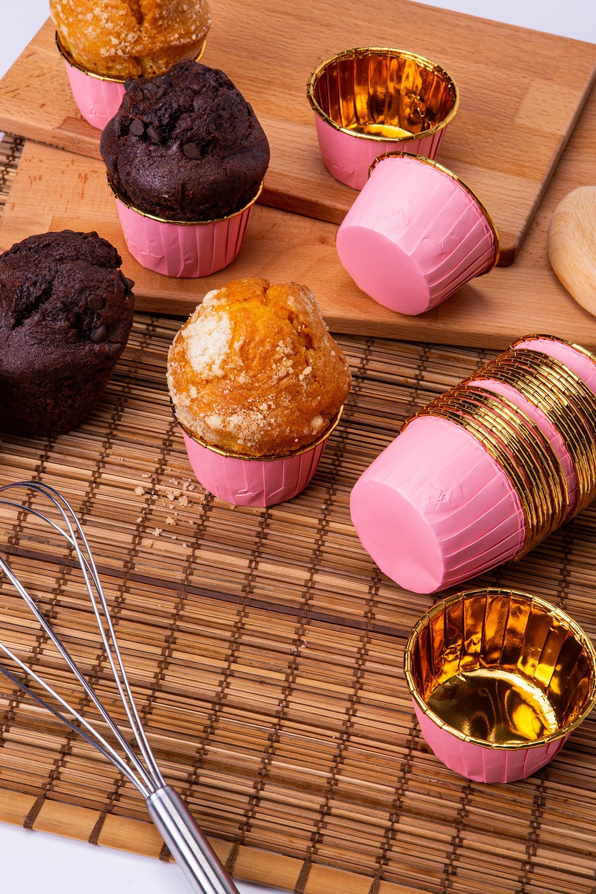 Muffin Cupcake Kalıbı İçi Gold Pembe Renk 25 Adet