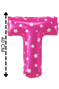 Folyo Balon T Harfi Helyum Balon 40 Cm Pembe Renk
