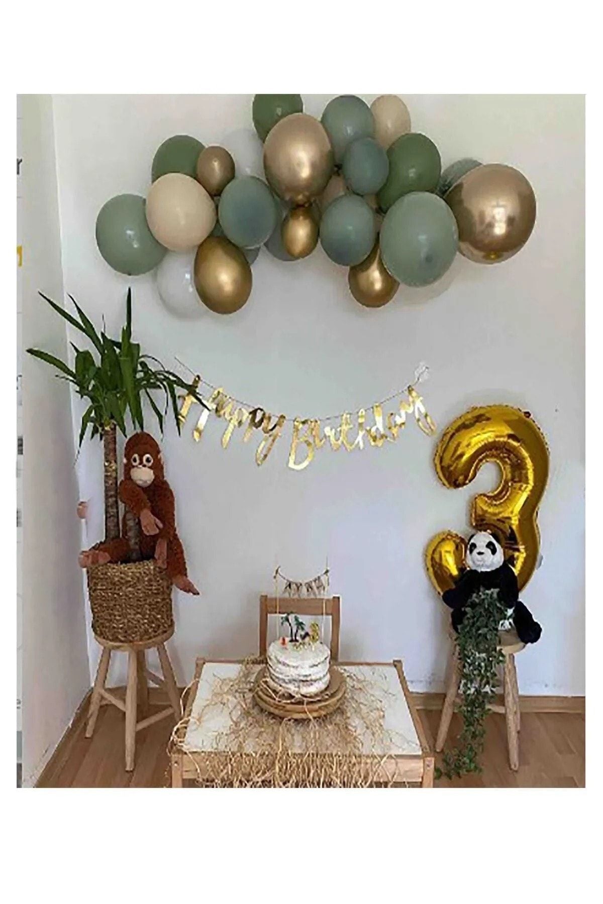 Pastel Happy Birthday Banner Mini Zincir Balon Seti