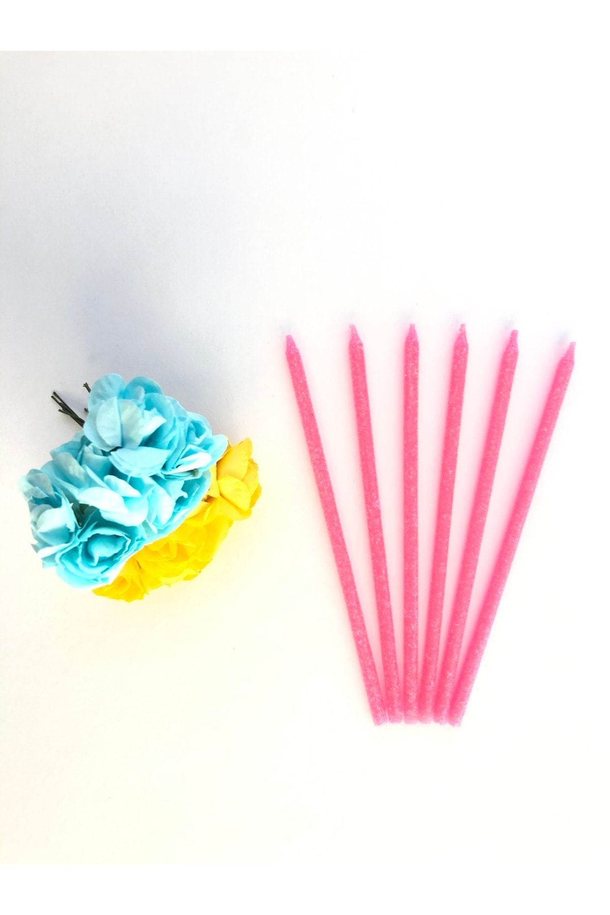 Pembe Renkli 14 Cm Simli Mum