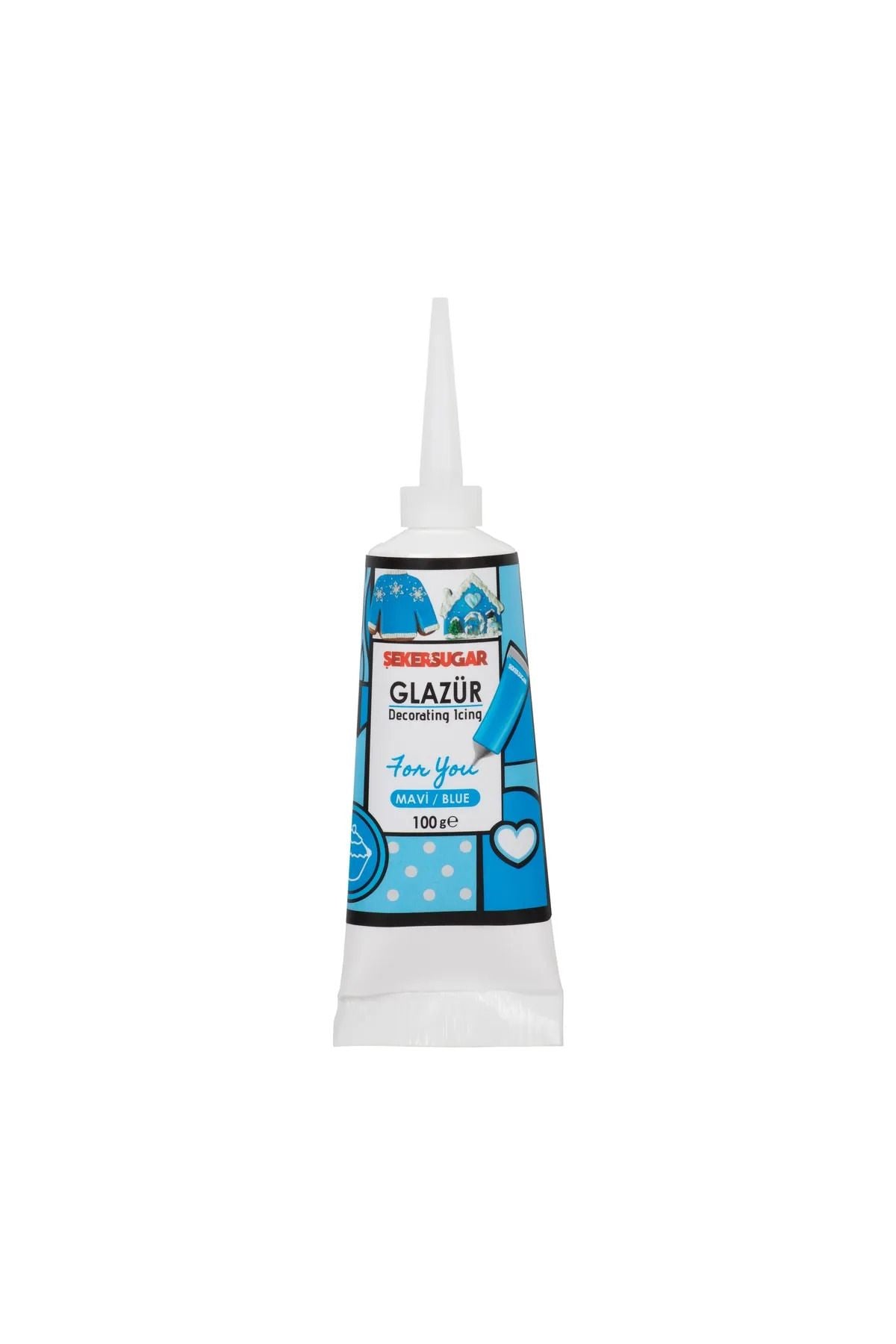 ŞEKER & SUGAR Süsleme Glazürü Mavi Renk 100 gr