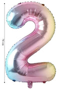 Folyo Balon 2 Rakamı Helyum 76 Cm Balon Gökkuşağı