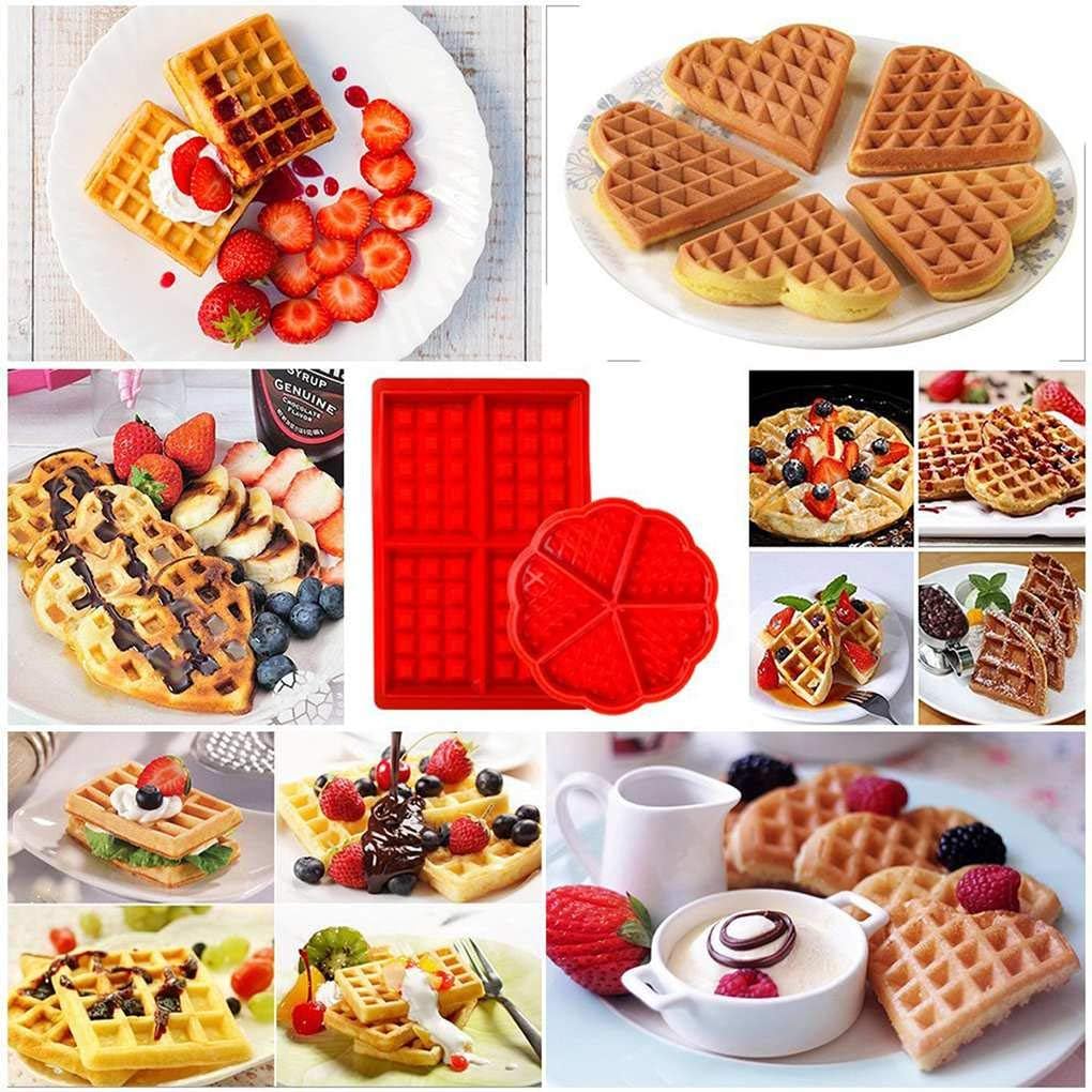 Waffle Dikdörtgen Desen Kırmızı Silikon Kalıbı