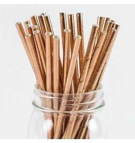 Kağıt Pipet Rosegold Renk 24 Adet