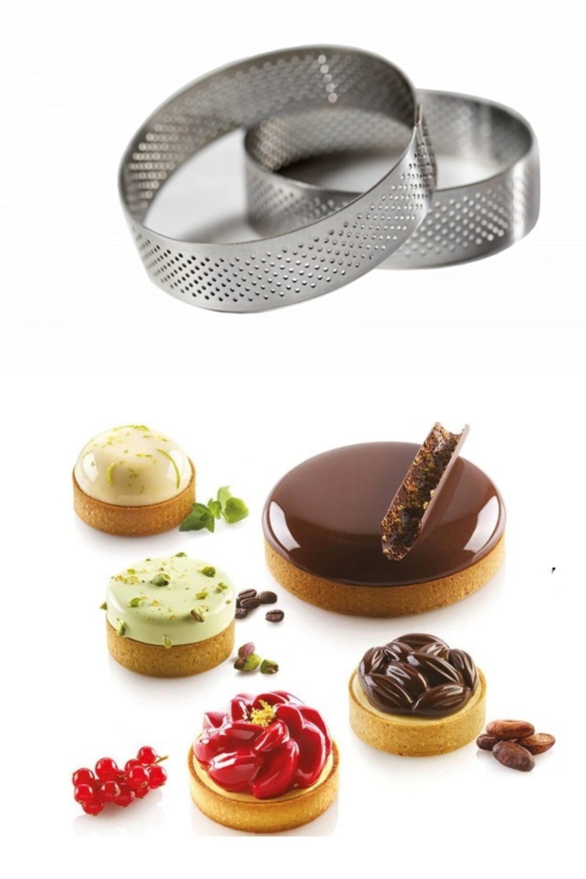 Delikli Yuvarlak Tart Kalıbı - 2'li Set - Çap 8 Cm