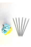Gümüş Renkli 14 Cm Simli Mum