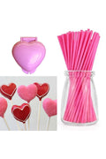 Kalp Lolipop Kek Yapım Seti 101li Cake Pops Kalıbı Lolipop Pembe Çubuk Çubuğu