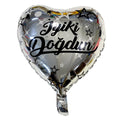 Gümüş İyi ki Doğdun Kalp Folyo Balon 18 inc