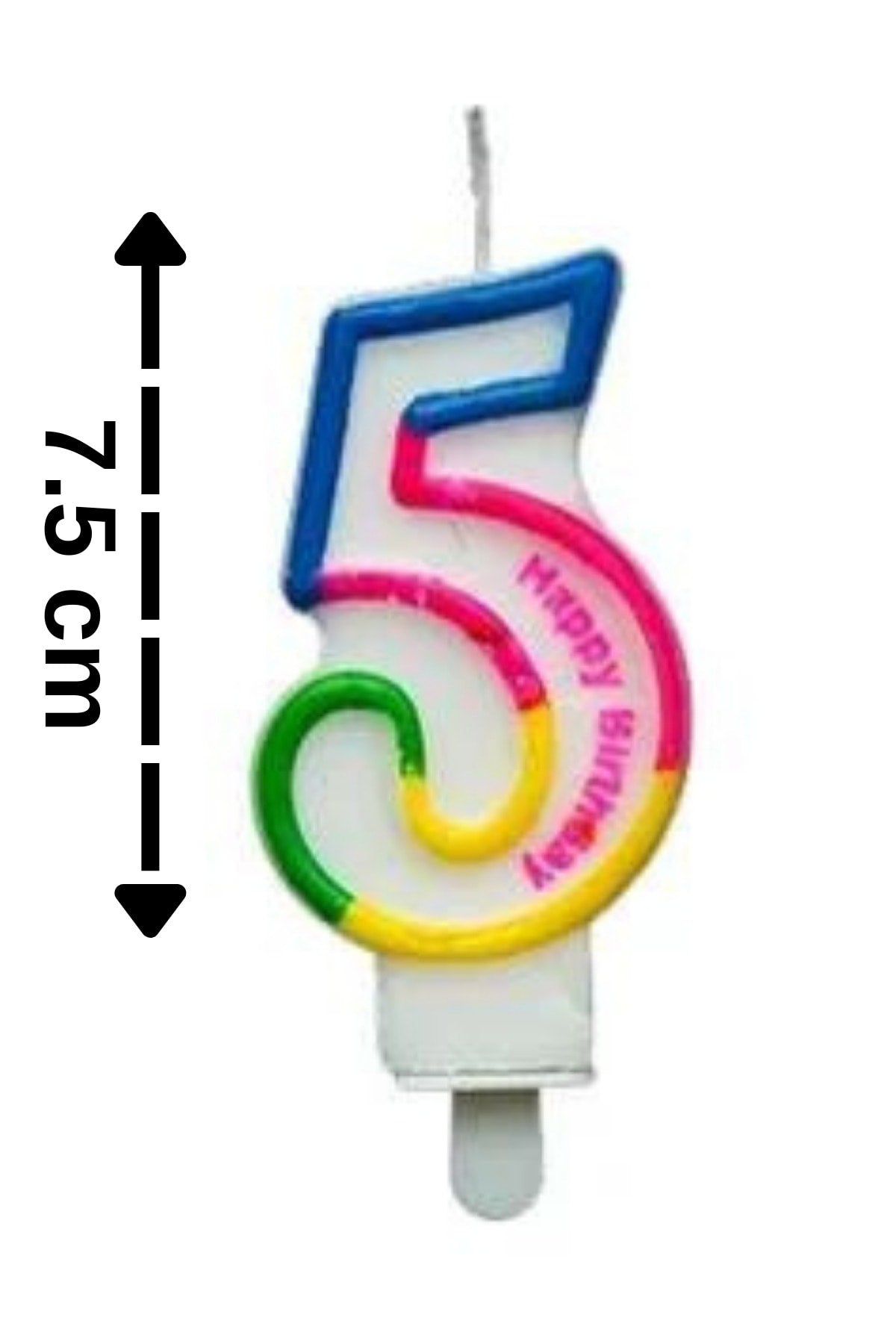 Gökkuşağı Doğum Günü Pasta Mumu 5 Rakamı