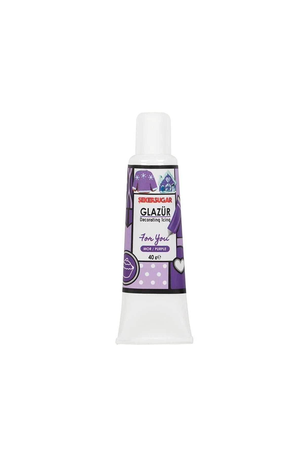 ŞEKER & SUGAR Süsleme Glazürü Mor Renk 40 gr
