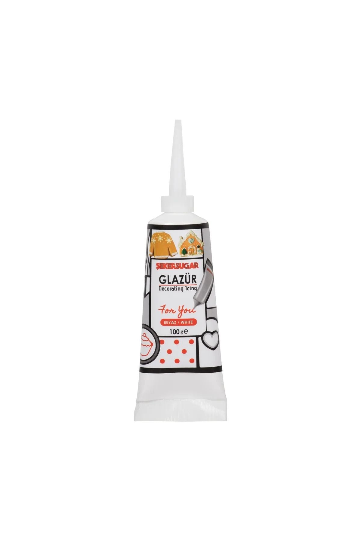 ŞEKER & SUGAR Süsleme Glazürü Beyaz Renk 100 Gr
