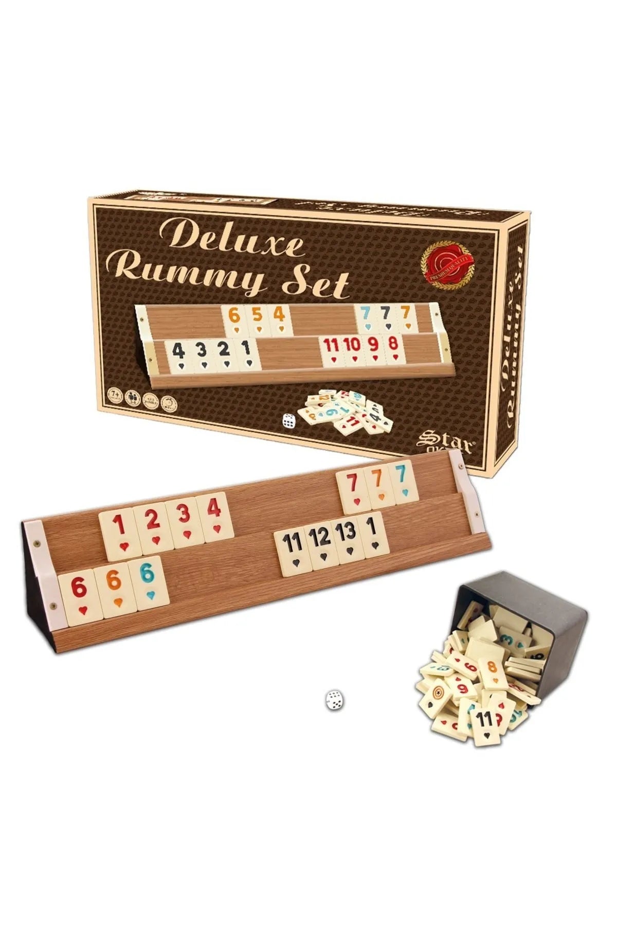 Deluxe Ahşap Okey Takımı - Açık Renk Büyük Boy 1.kalite Istaka 43 Cm