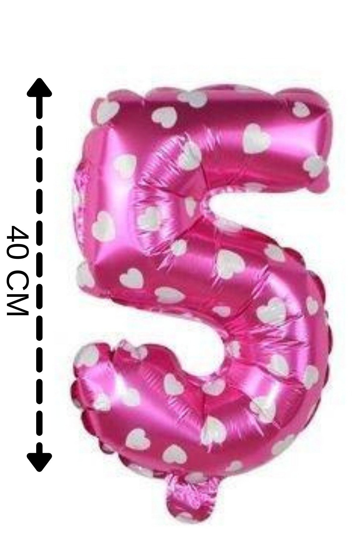 Folyo Balon 5 Rakamı Helyum Balon 40 Cm Pembe Renk