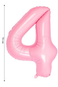 Folyo Balon 4 Rakamı Helyum Balon Pembe Renk