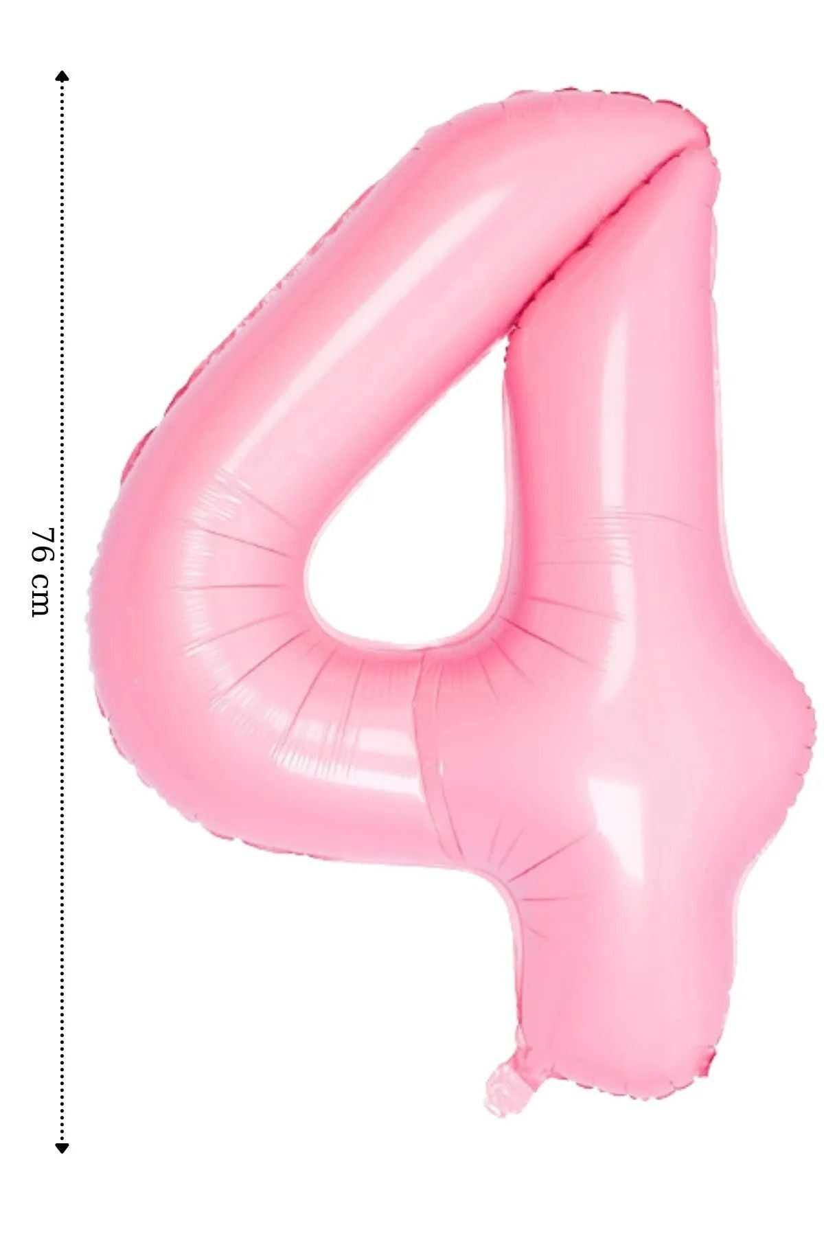 Folyo Balon 4 Rakamı Helyum Balon Pembe Renk