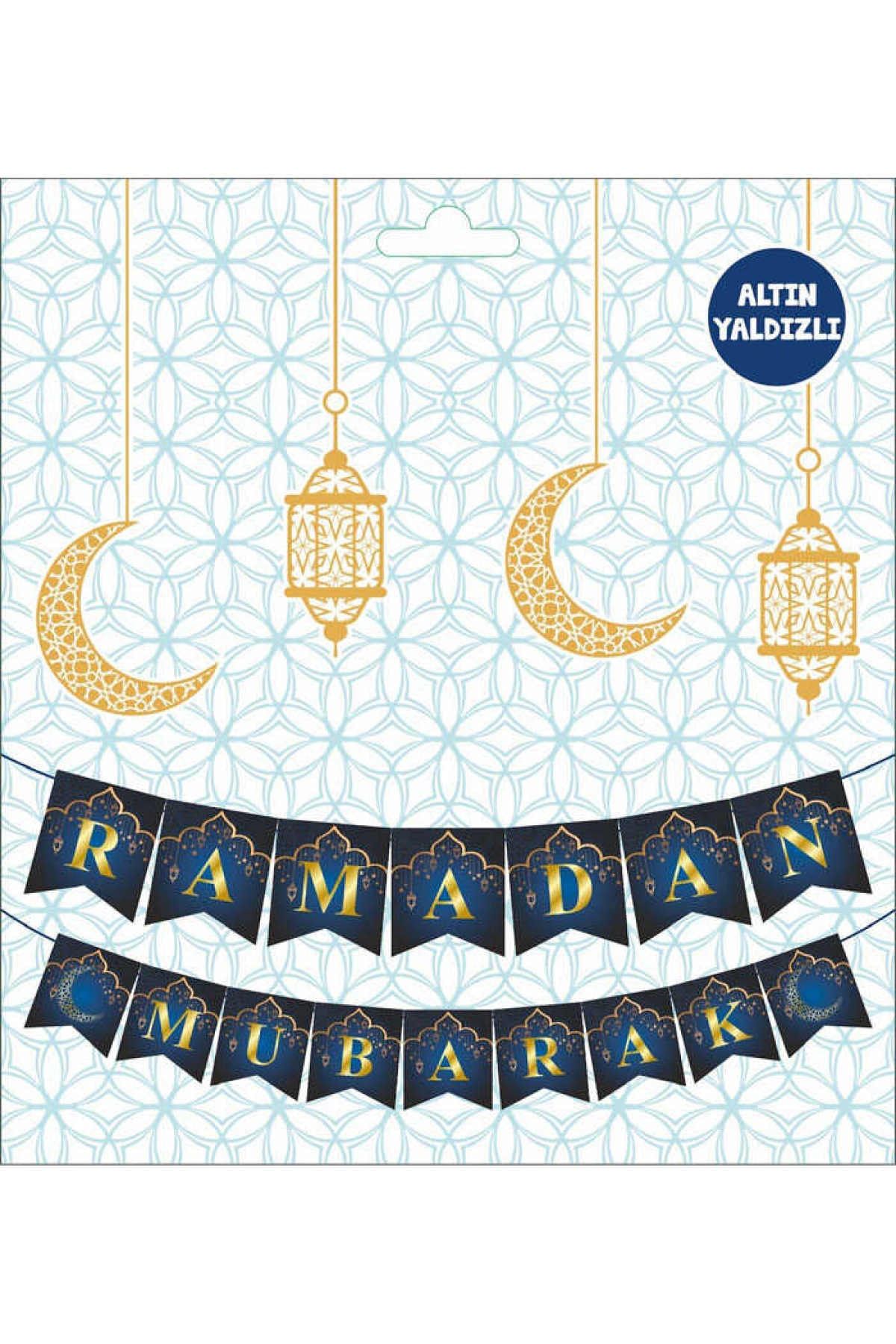 Ramadan Mubarak Yaldızlı Zikzak Banner
