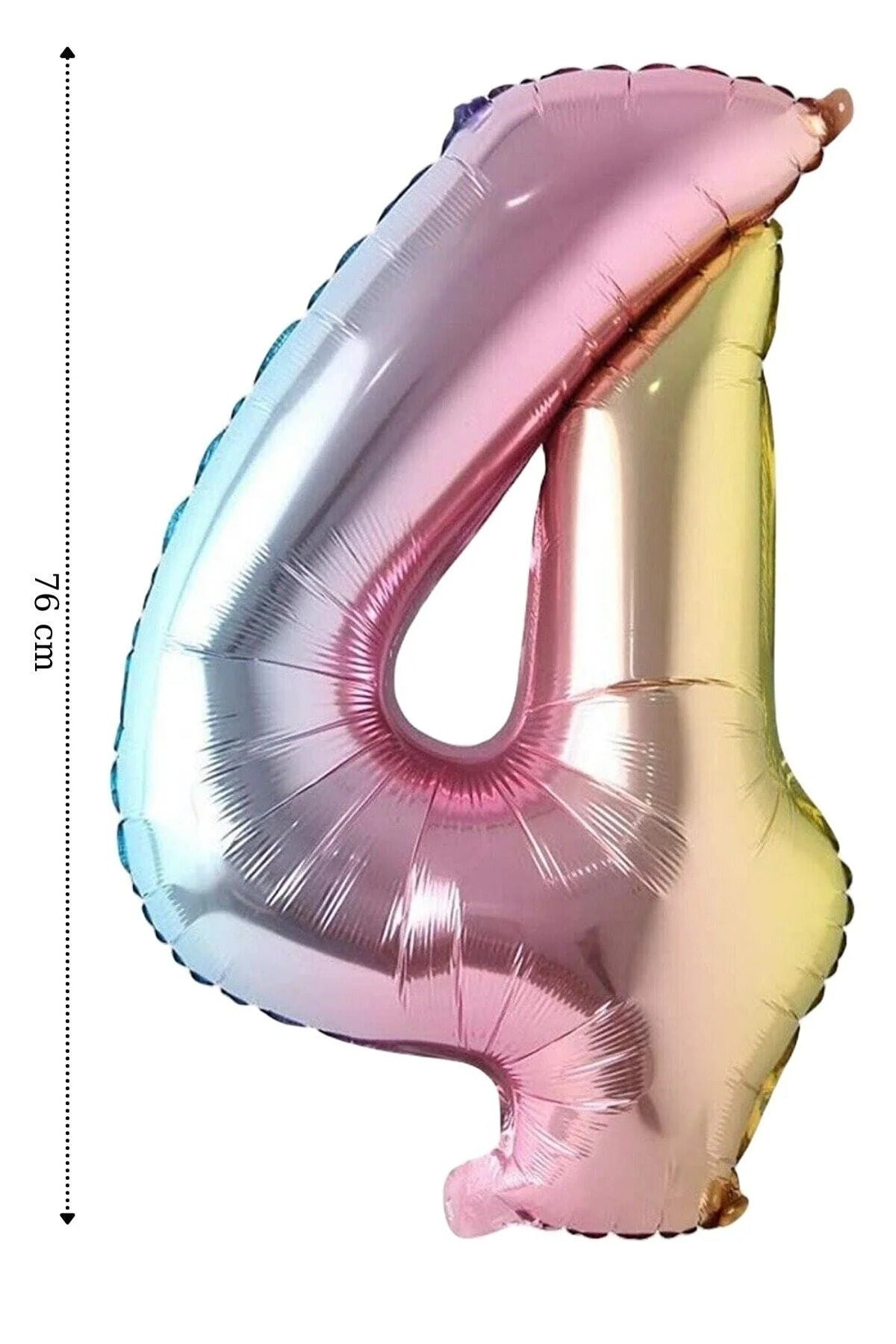 Folyo Balon 4 Rakamı Helyum 76 Cm Balon Gökkuşağı