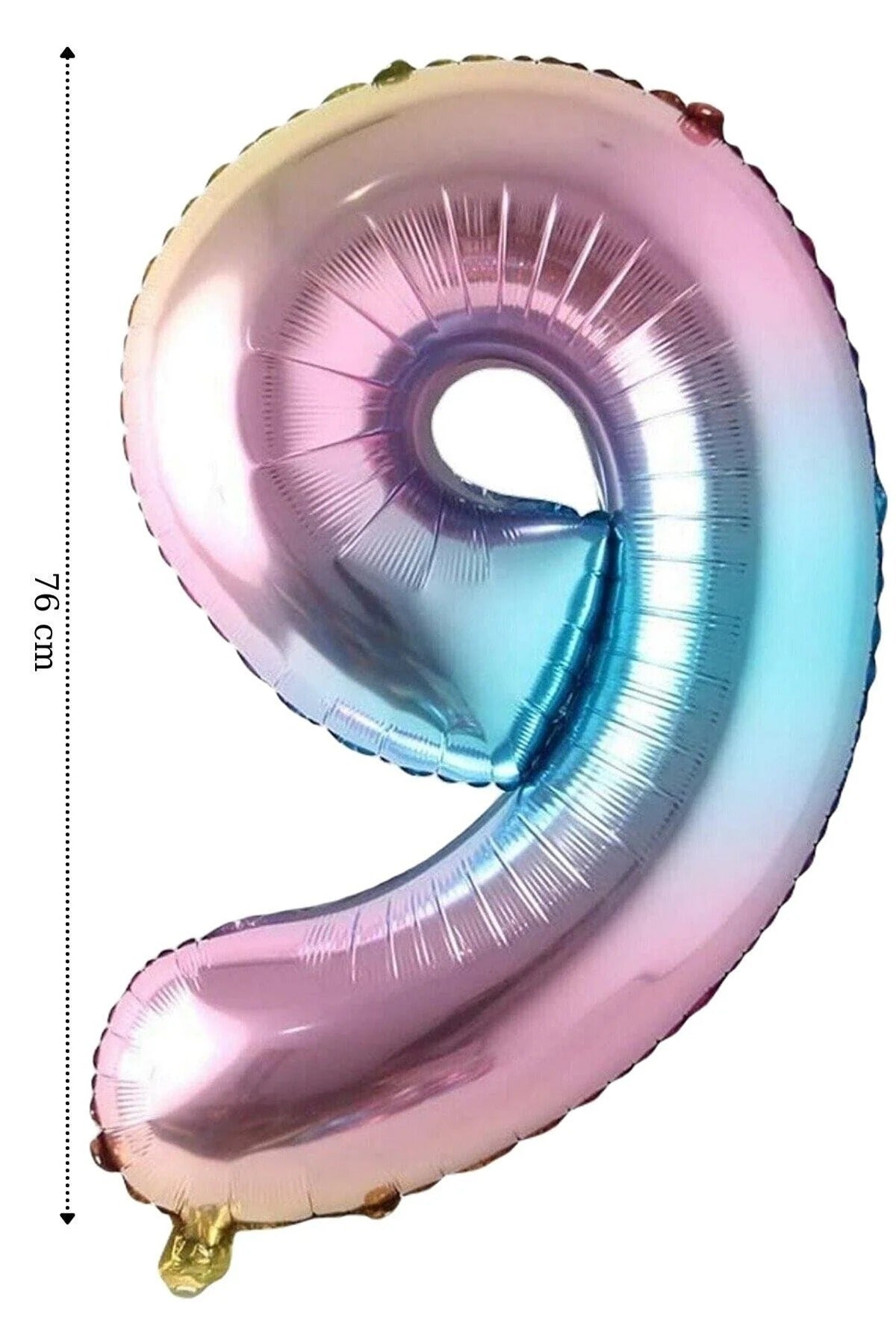 Folyo Balon 9 Rakamı Helyum 76 Cm Balon Gökkuşağı