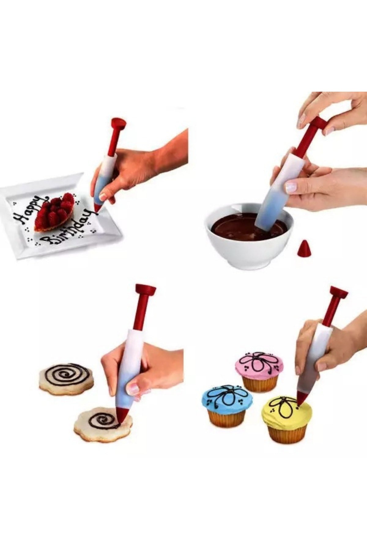 Pasta Dekor Kalemi 16 Cm Pasta Süsleme Muffin Cupcake Dekor Yazı Krema Latte Art Kalemi
