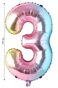 Folyo Balon 3 Rakamı Helyum 76 Cm Balon Gökkuşağı